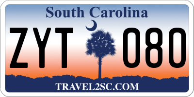 SC license plate ZYT080