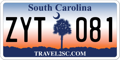 SC license plate ZYT081