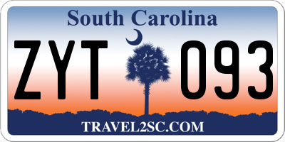 SC license plate ZYT093