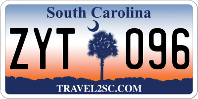 SC license plate ZYT096