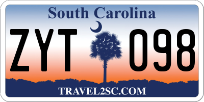 SC license plate ZYT098