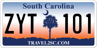 SC license plate ZYT101