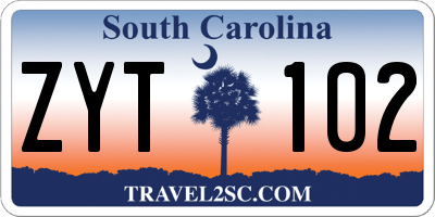 SC license plate ZYT102