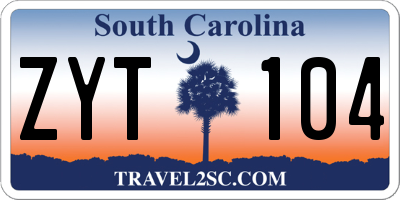 SC license plate ZYT104