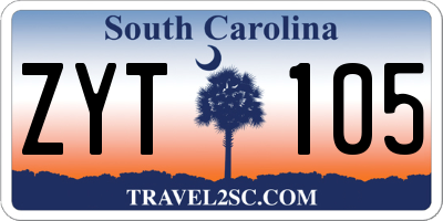SC license plate ZYT105