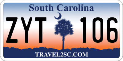 SC license plate ZYT106
