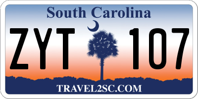 SC license plate ZYT107