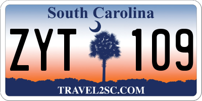 SC license plate ZYT109