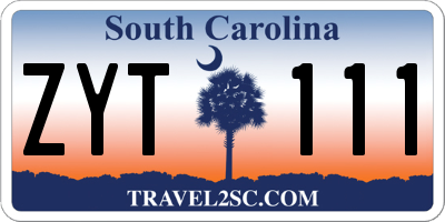 SC license plate ZYT111