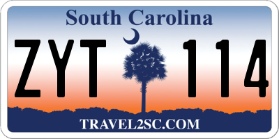 SC license plate ZYT114