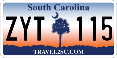 SC license plate ZYT115