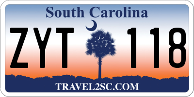 SC license plate ZYT118