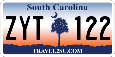 SC license plate ZYT122