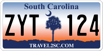 SC license plate ZYT124