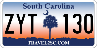 SC license plate ZYT130