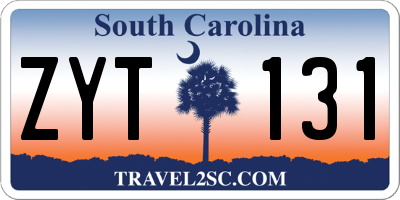 SC license plate ZYT131