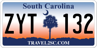 SC license plate ZYT132