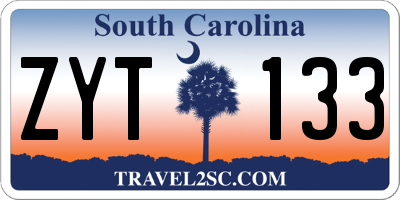 SC license plate ZYT133