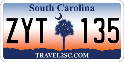 SC license plate ZYT135