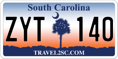SC license plate ZYT140