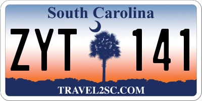 SC license plate ZYT141