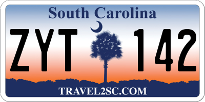 SC license plate ZYT142