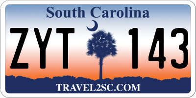 SC license plate ZYT143