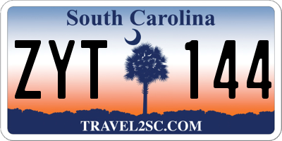 SC license plate ZYT144