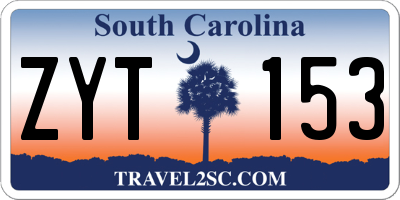 SC license plate ZYT153