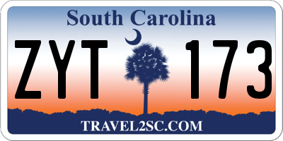 SC license plate ZYT173