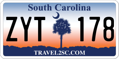 SC license plate ZYT178