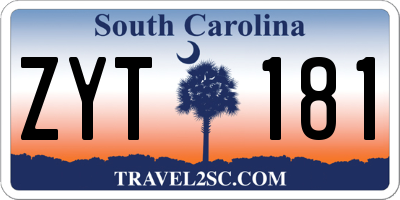 SC license plate ZYT181