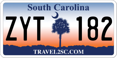 SC license plate ZYT182
