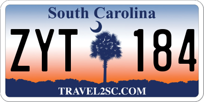 SC license plate ZYT184