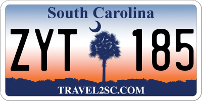 SC license plate ZYT185