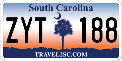 SC license plate ZYT188