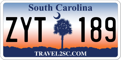 SC license plate ZYT189