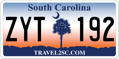 SC license plate ZYT192