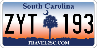 SC license plate ZYT193