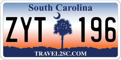 SC license plate ZYT196