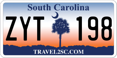 SC license plate ZYT198