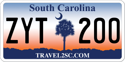 SC license plate ZYT200