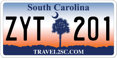 SC license plate ZYT201