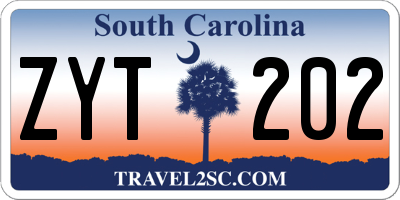 SC license plate ZYT202