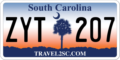 SC license plate ZYT207