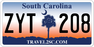 SC license plate ZYT208