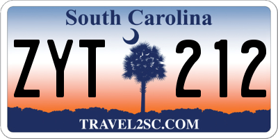 SC license plate ZYT212