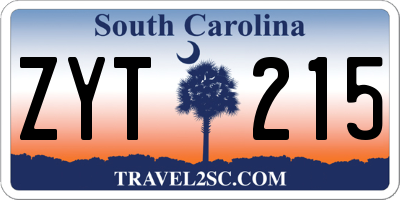 SC license plate ZYT215