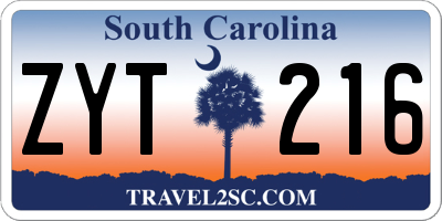 SC license plate ZYT216