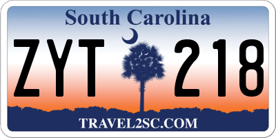 SC license plate ZYT218